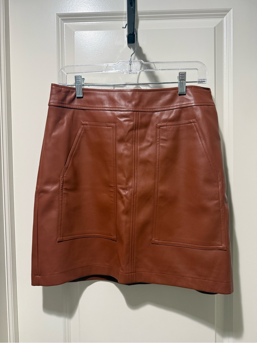 LOFT Womens Cognac Faux-Leather Skirt - Size 6